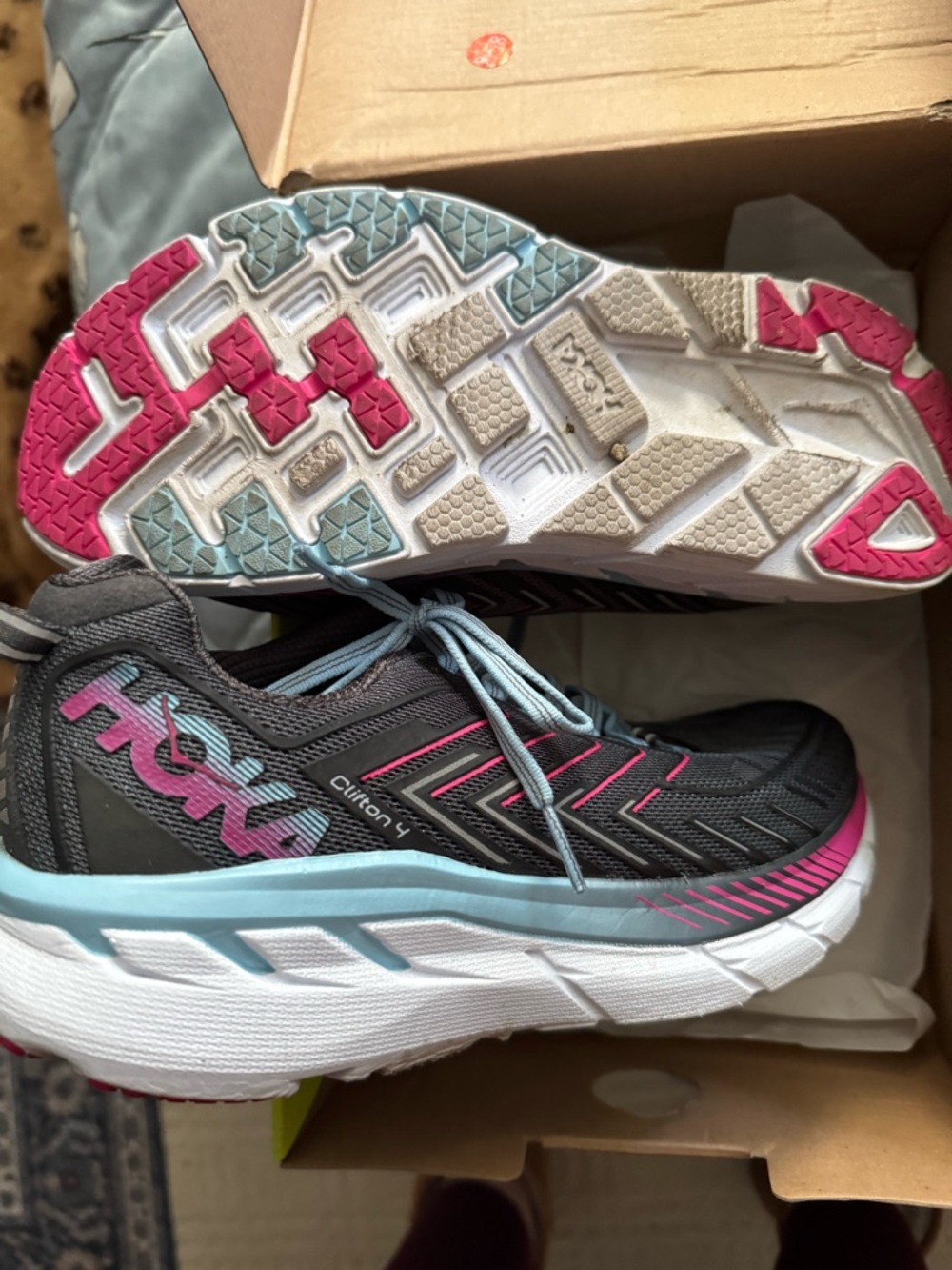 Hoka One One Women's Clifton 4 Castle Rock / Asphalt Sneakers - Picture 3 of 3